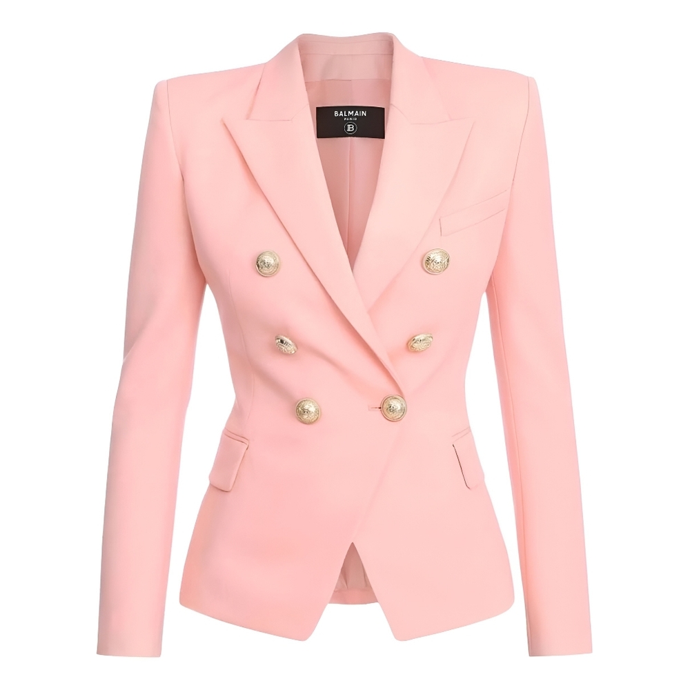 Balmain 6 Button Double Breasted Blazer in Pink/Rose Size 36 NWT